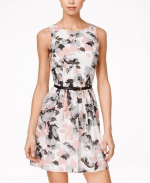 Speechless Juniors' Belted Floral-print Dress, A Macy's Exclusive