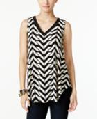 Alfani Petite Embellished Printed Swing Top, Only At Macy's