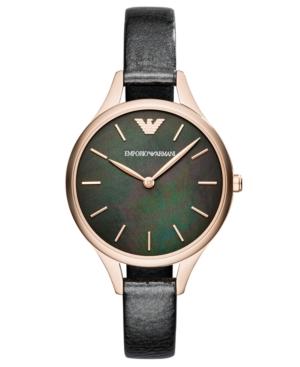 Emporio Armani Women's Aurora Black Leather Strap Watch 32mm