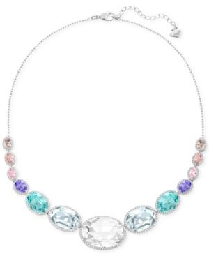 Swarovski Rhodium-tone Colorful Crystal Frontal Necklace