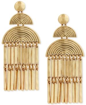 Lucky Brand Gold-tone Fan & Bar Chandelier Earrings
