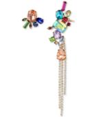 Betsey Johnson Gold-tone Multi-stone & Fringe Mismatch Stud & Drop Earrings