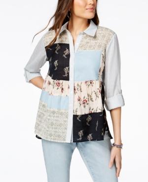 Style & Co Patchwork Utility Shirt, Created For Macy's