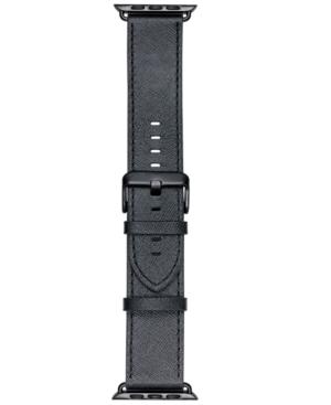 Voguestrap Smart Buddie Platinum Black Saffiano Leather Strap For 42mm Apple Watch
