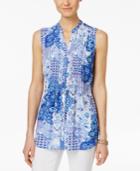 Charter Club Print Sleeveless Shirt, Created For Macy's