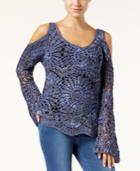 Inc International Concepts Cold-shoulder Crocheted Sweater, Only At Macy's