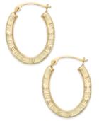 Textured Oval Hoop Earrings In 10k Gold