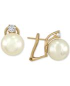 Majorica 18k Vermeil Imitation Pearl And Crystal Stud Earrings