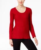 Ny Collection Petite Metallic-stripe Sweater