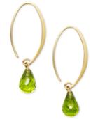 14k Gold Earrings, Peridot Long Hoop Earrings (6-3/4 Ct. T.w.)