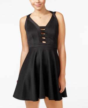 Emerald Sundae Juniors' Crisscross-strap Fit & Flare Dress