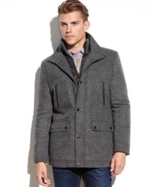 Kenneth Cole Coat, Wool-blend Tweed Car Coat