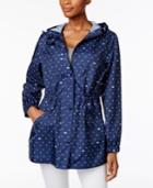 Charter Club Petite Printed Packable Hooded Utility Raincoat, Only At Macy's