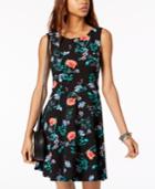 Trixxi Juniors' Floral Bow-back Fit & Flare Dress