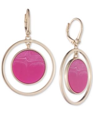 Dkny Stone Orbital Large Drop Hoop Earrings