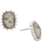 Lonna & Lilly Silver-tone Abalone Stone Square Stud Earrings