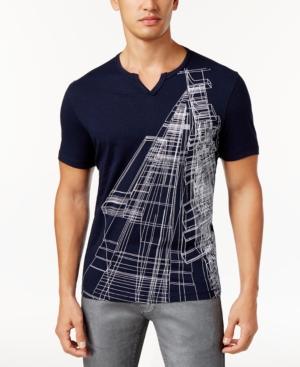 Inc International Concepts Men's Split-neck Architectural T-shirt