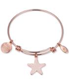 Unwritten Wish Upon A Starfish Enamel Bangle Bracelet In Rose Gold-tone Stainless Steel