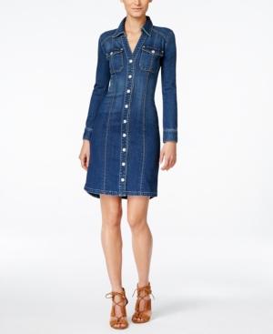 Inc International Concepts Denim Medium Wash Shirtdress, Only At Macy's