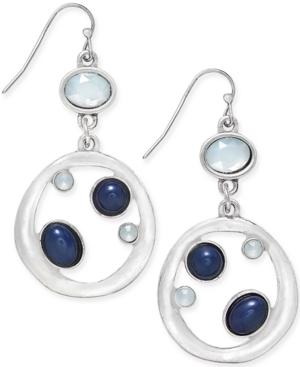 Inc International Concepts Silver-tone Blue Stone Circle Drop Earrings, Only At Macy's