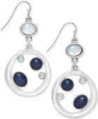 Inc International Concepts Silver-tone Blue Stone Circle Drop Earrings, Only At Macy's