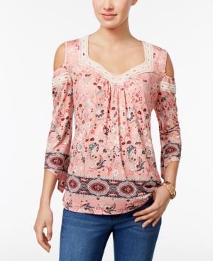 Style & Co Bell-sleeve Cold-shoulder Top, Only At Macy's