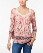 Style & Co Bell-sleeve Cold-shoulder Top, Only At Macy's