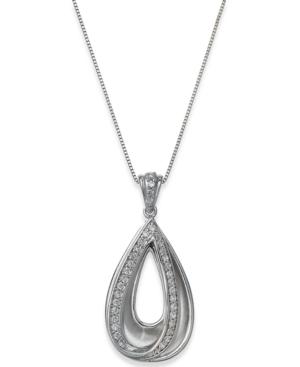Diamond Teardrop Pendant Necklace In Sterling Silver (1/4 Ct. T.w.)