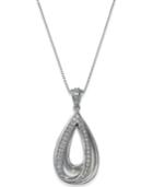 Diamond Teardrop Pendant Necklace In Sterling Silver (1/4 Ct. T.w.)