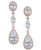 Danori Rose Gold-tone Crystal Triple Drop Earrings, Created For Macy's