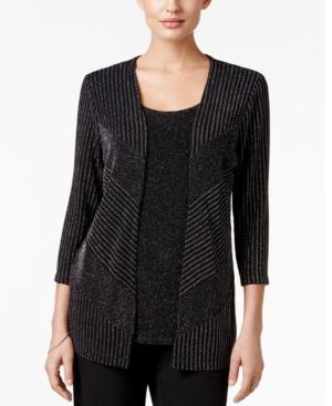 Alfred Dunner Petite 'tis The Season Metallic Layered-look Sweater