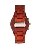 Earth Wood Castillo Wood Bracelet Watch W/date Red 45mm