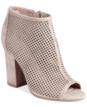 Bar Iii Megan Perforated Peep-toe Block-heel Booties, Created For Macy's Women's Shoes