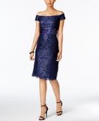 Alex Evenings Petite Sequined Off-the-shoulder Dress