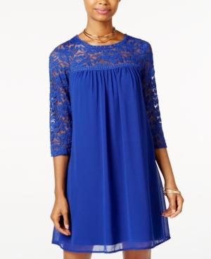 As U Wish Juniors' Lace-trim Shift Dress
