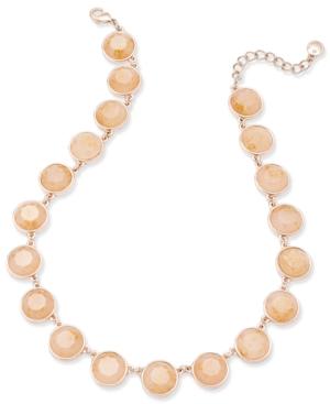 Charter Club Rose Gold Tone Pink Stone Necklace, Created For Macy's