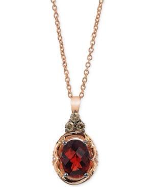 Le Vian Petite Collection Garnet (1-1/2 Ct. T.w.) And Chocolate Diamond (1/10 Ct. T.w.) Pendant Necklace In 14k Rose Gold