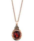 Le Vian Petite Collection Garnet (1-1/2 Ct. T.w.) And Chocolate Diamond (1/10 Ct. T.w.) Pendant Necklace In 14k Rose Gold