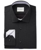 Con. Struct Men's Slim-fit Black Micro-dot Check Dress Shirt