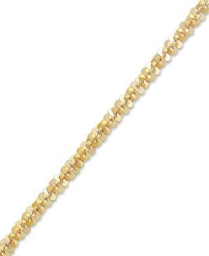 14k Gold Ankle Bracelet, Faceted Chain Anklet