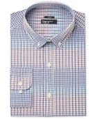 Bar Iii Men's Slim-fit Stretch Coral Blue Gingham Dress Shirt, Only At Macy's