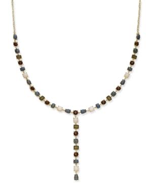 Inc International Concepts Gold-tone Multi-stone Lariat Necklace, Created For Macy's
