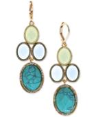 Anne Klein Gold-tone Stone And Glass Chandelier Earrings