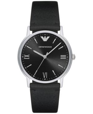 Emporio Armani Men's Black Leather Strap Watch 41mm Ar11013