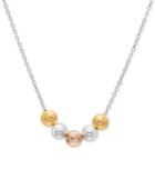 Giani Bernini Tri-tone Bead Necklace In Sterling Silver And 18k Gold- And Rose Gold-plate, Only At Macy's