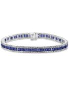 Effy Sapphire (8-1/4 Ct. T.w.) & Diamond (9/10 Ct. T.w.) Link Bracelet In 14k White Gold