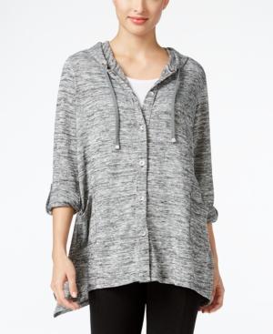 Style & Co. Handkerchief-hem Button-front Hoodie, Only At Macy's
