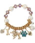 Betsey Johnson Gold-tone Beaded Poodle Charm Bracelet