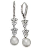 Danori Silver-tone Imitation Pearl & Crystal Drop Earrings, Created For Macy's