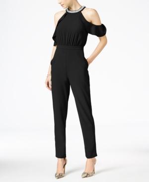 Xoxo Juniors' Cold-shoulder Ruffled Jumpsuit